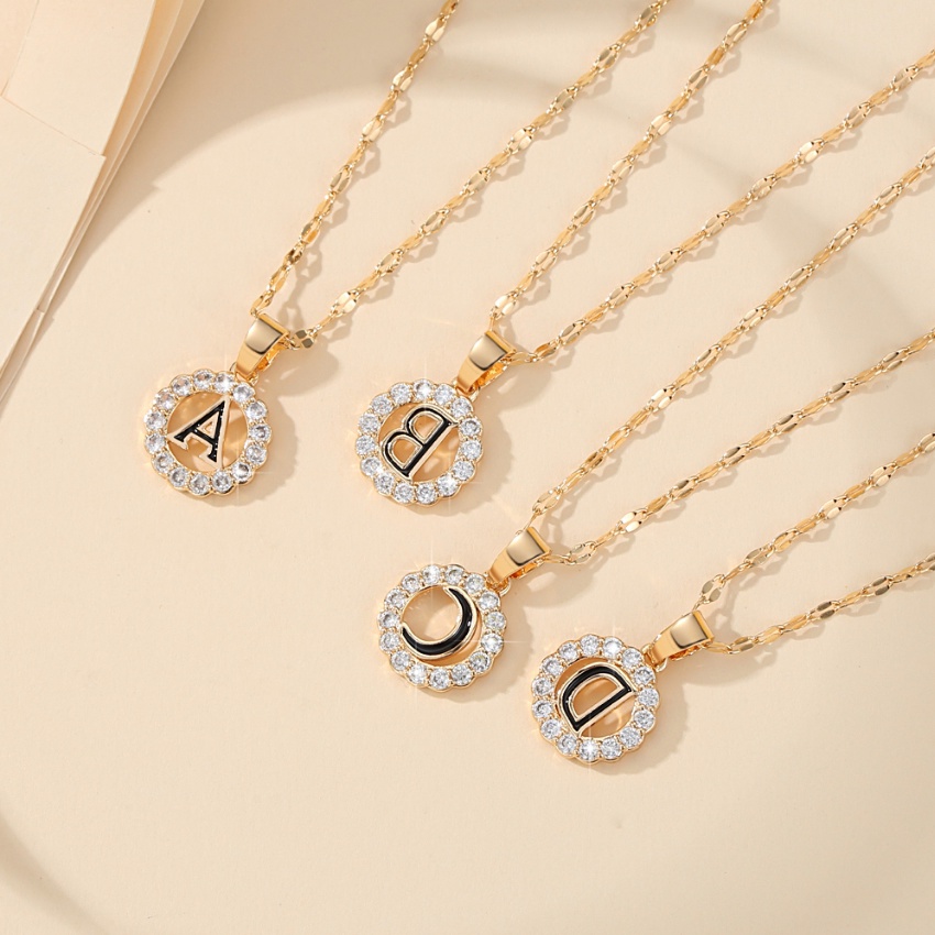 HJ6 Lanmi Jewelry Kalung Titanium Huruf Wanita Anti Karat Lapis Emas Perhiasan Anti Karat Anti Luntu