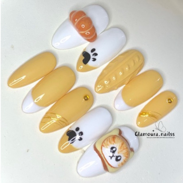ASS004 || Mofusand bread - Press On Nails 10 jari Hand made awet + reuseble