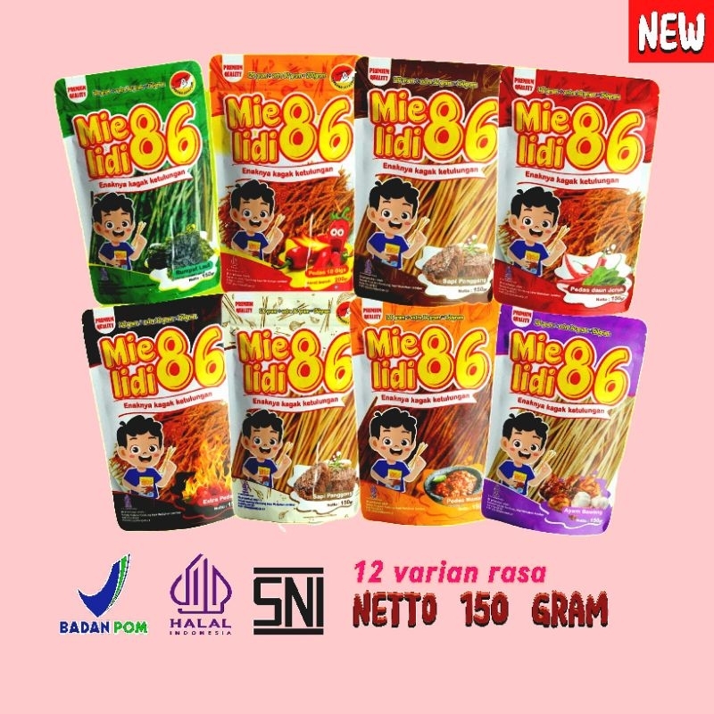 

camilan mie lidi 86 kemasan premium 150gram & 200gram