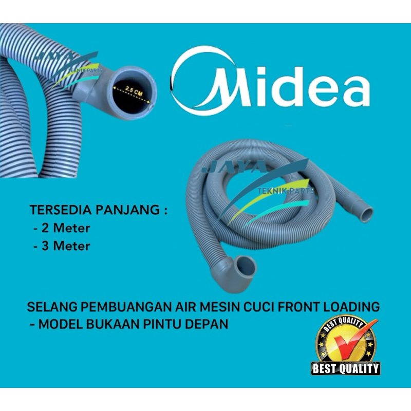 [ MIDEA Front Loading ]Selang Pembuangan Mesin Cuci Front Loading Midea 2 Meter / 3 Meter