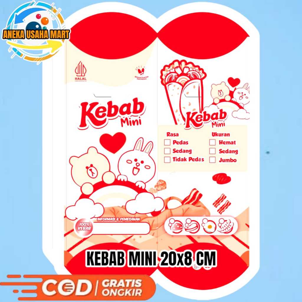 

100 Pcs Bungkus Kebab Mini Ukuran Kecil 20x8 CM - Kemasan Kebab Termurah