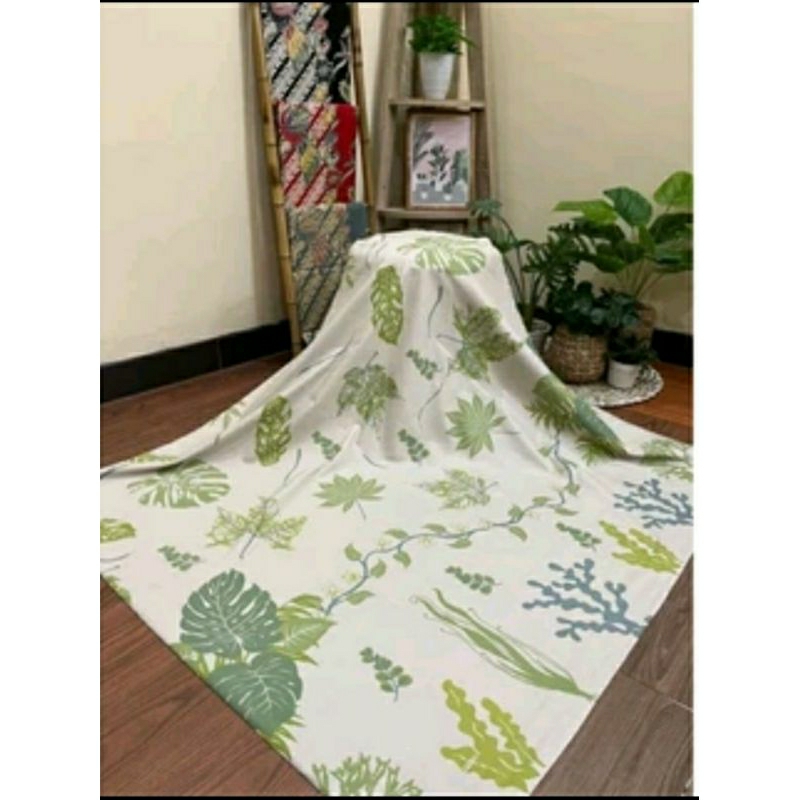 TERLARIS KAIN BATIK SOLO DAUN AKAR GEDE 3 ECOPRINT PUTIH TULANG