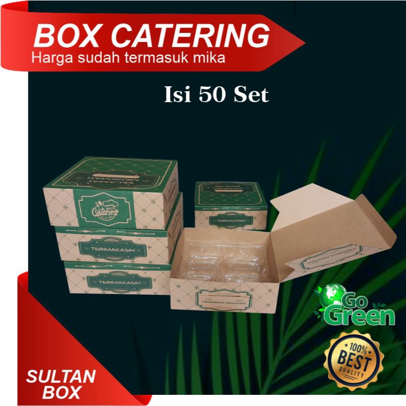 Dus Nasi Box Catering 20 x20 motif (50 pcs free mika 5 dekat )Kotak nasi Lunch Box Dus Nasi Padang a