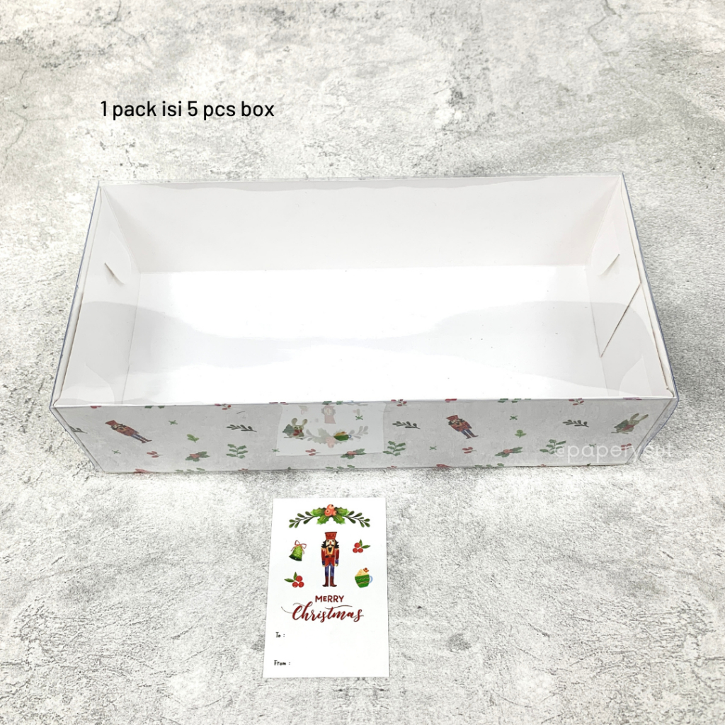 

(5 PCS) Box Kue Toples Cookies Nastar Hampers Tutup Mika Natal Christmas 25 x 12 x 7 / 22 x 11 x 8/ 29 x 14,5 x 6 cm