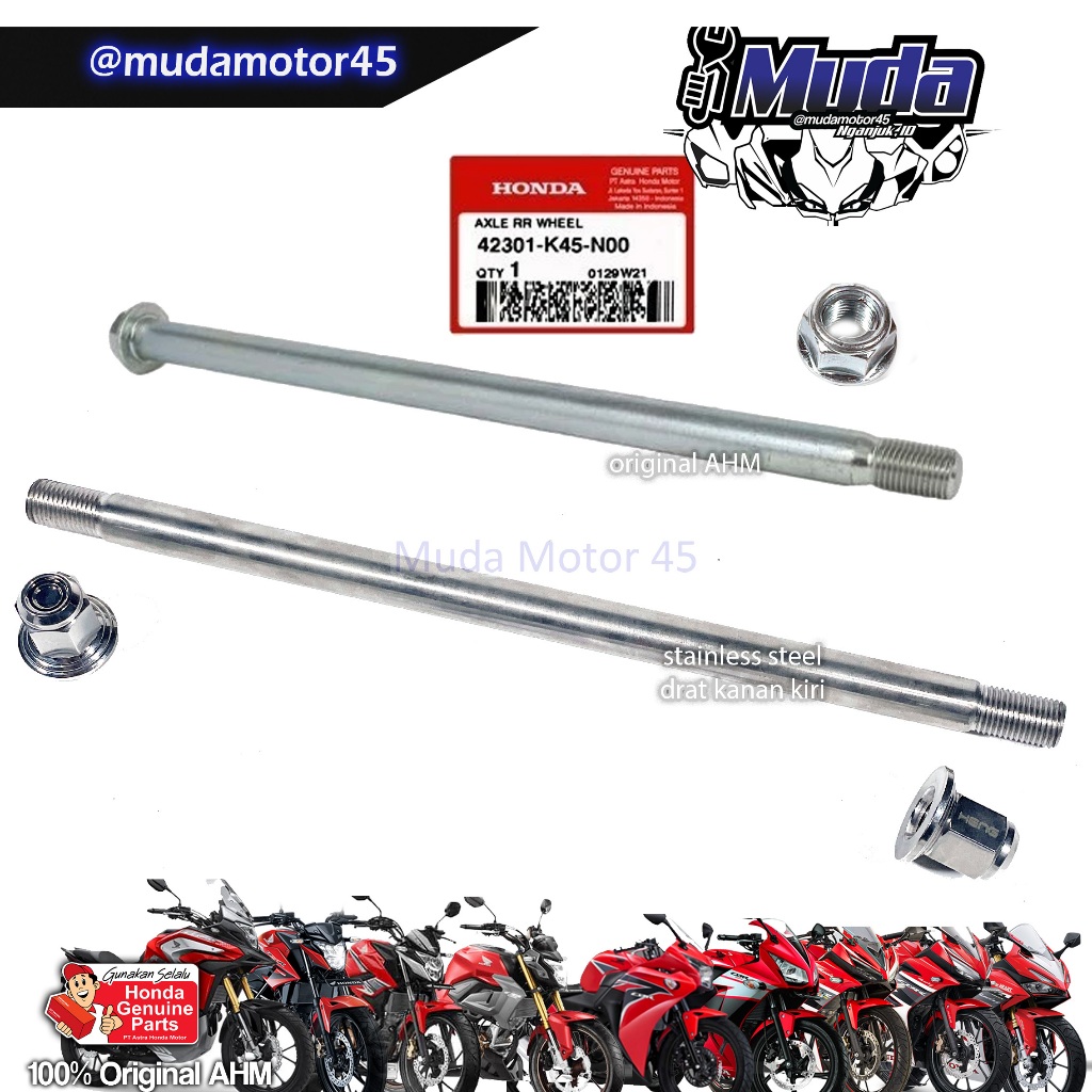 AS RODA BELAKANG CBR150R CB150X CB150R STAINLESS STEEL AXLE RR WHEEL 42301-K45-N00 CBR 150 R LOKAL C