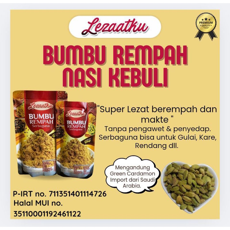 BumbuRempah  Kebuli Gulai Kare Arab Lezaatku Makte Premium Super Harum Serbaguna 100 Gram  Rendang P