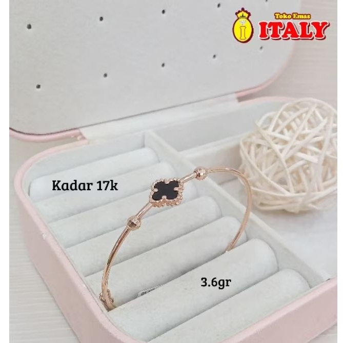 Gelang emas tua variasi bunga hitam