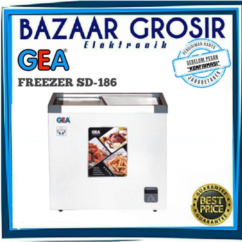 GEA SD-186 / SD 186 / SD186 Sliding Flat Glass Freezer - 186LITER