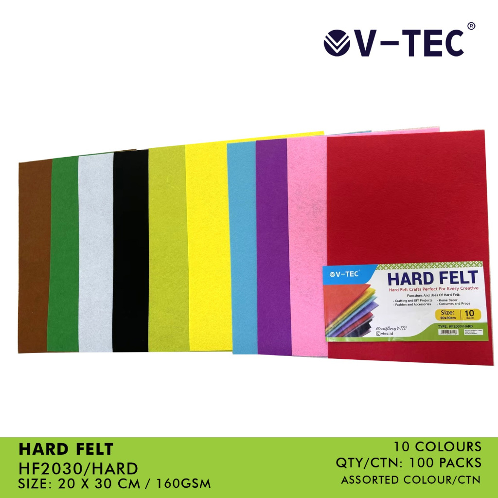 

(1 PACK) HARD FELT & SOFT FELT V-TEC / 10 LEMBAR KAIN FLANEL VTEC HF2030 HS2030 LEMBARAN TEBAL KAKU TIPIS LENTUR WARNA WARNI MURAH BAHAN FANEL CRAFT CRAFTING KERAJINAN BUSYBOOK DEKORASI HIASAN STATIONERY MURAH LENGKAP / MITRA ABADI KATALOG JOGJA