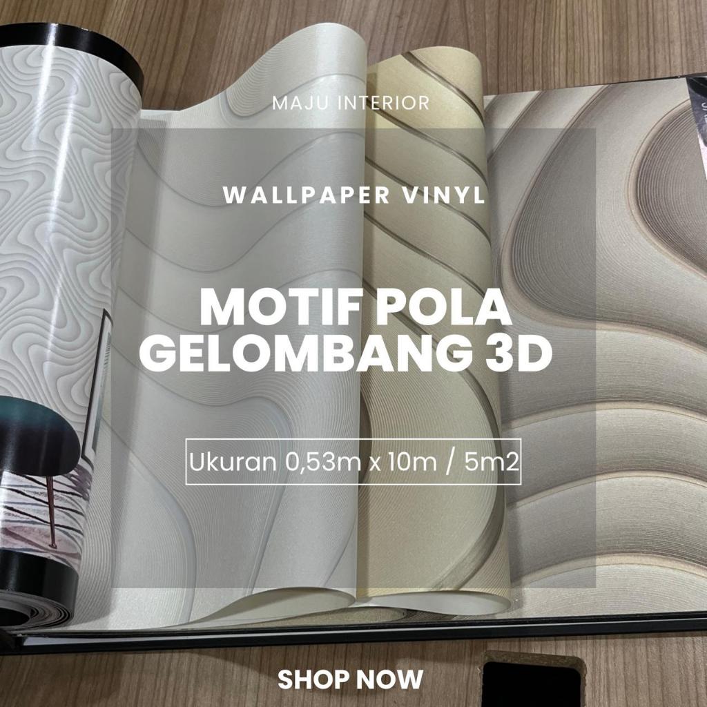 Wallpaper Dinding Pola Gelombang 3D Modern Futuristik Minimalis untuk Backdrop TV Ruang Tamu Kamar