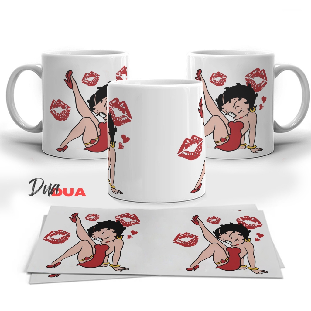 Mug Betty Boob kiss you pose gelas cangkir kartun betty boob kiss hadiah kado souvenir