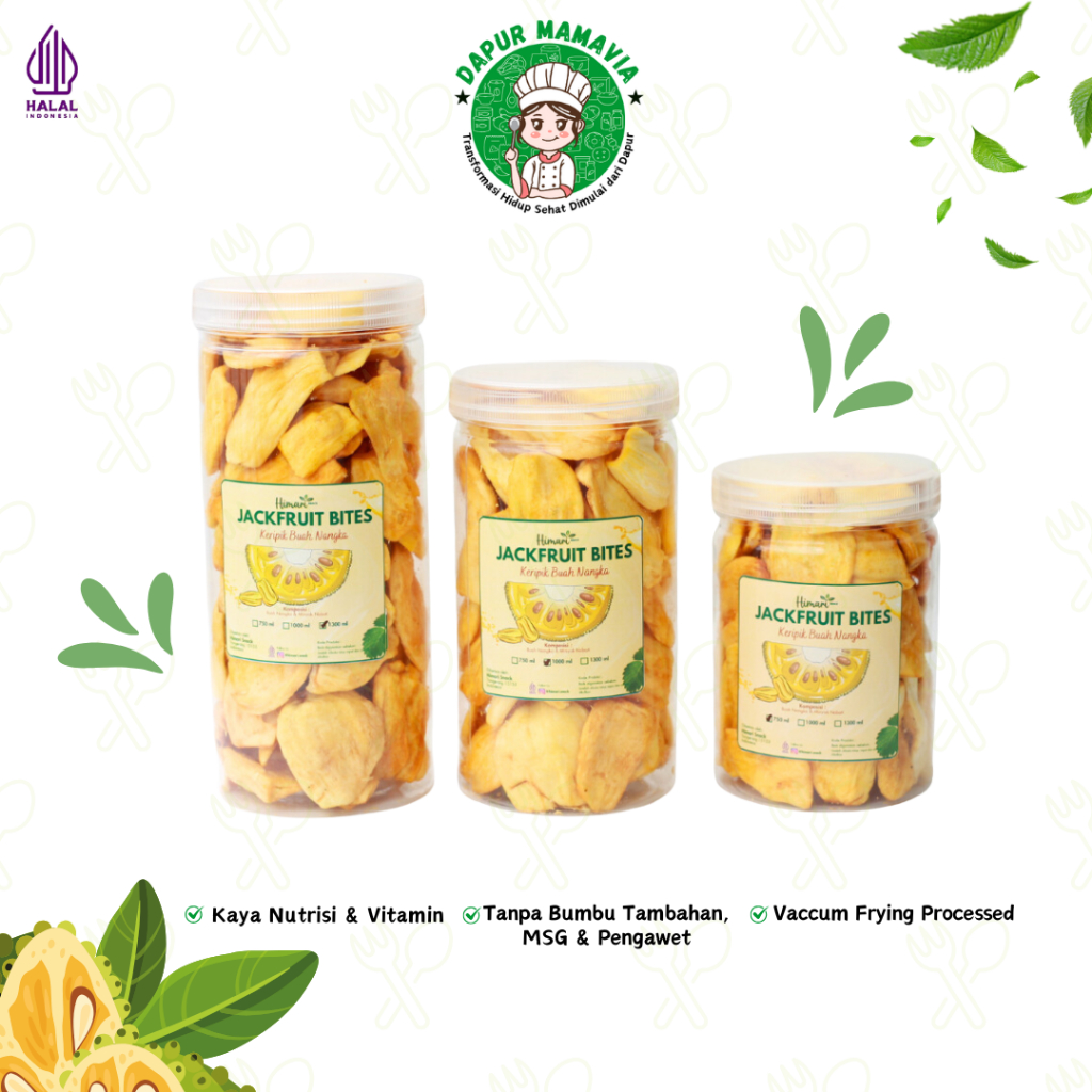 

Cemilan Buah Sehat Jackfruit Bites Keripik Buah Nangka Asli Produk Lokal Cemilan Sehat Halal