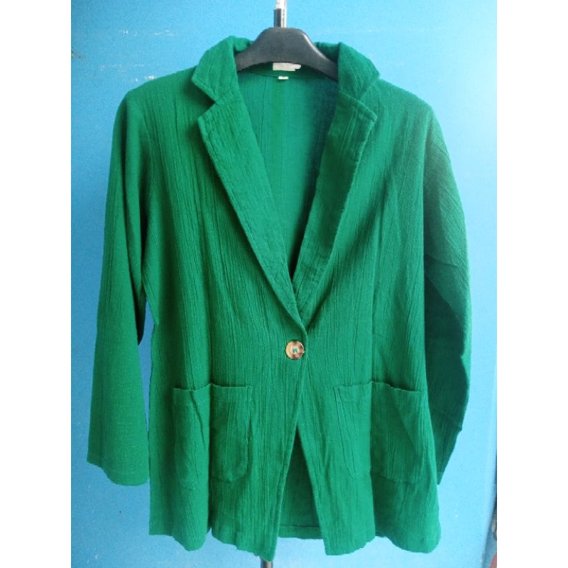 outer blazer luaran wanita hijau emerald