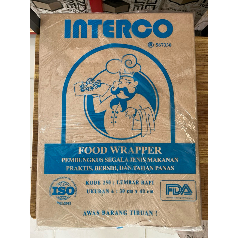 Kertas nasi coklat interco/ pembungkus nasi /30x40 cm