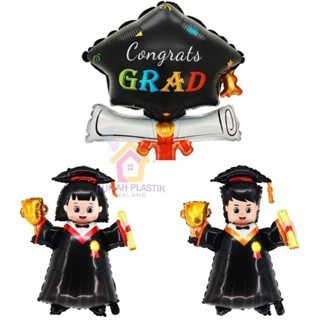 BALON FOIL ORANG WISUDA COWOK CEWEK KECIL small toga souvenir buket bouquet anak graduation graduate