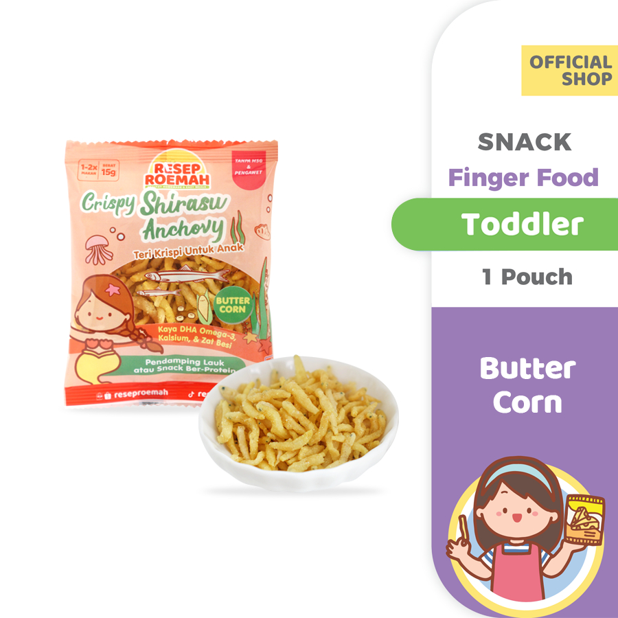 

Resep Roemah / Teri Crispy / Rasa Teri Butter Corn / Crispy Shirashu Anchovy / Snack Sehat Anak - 15g