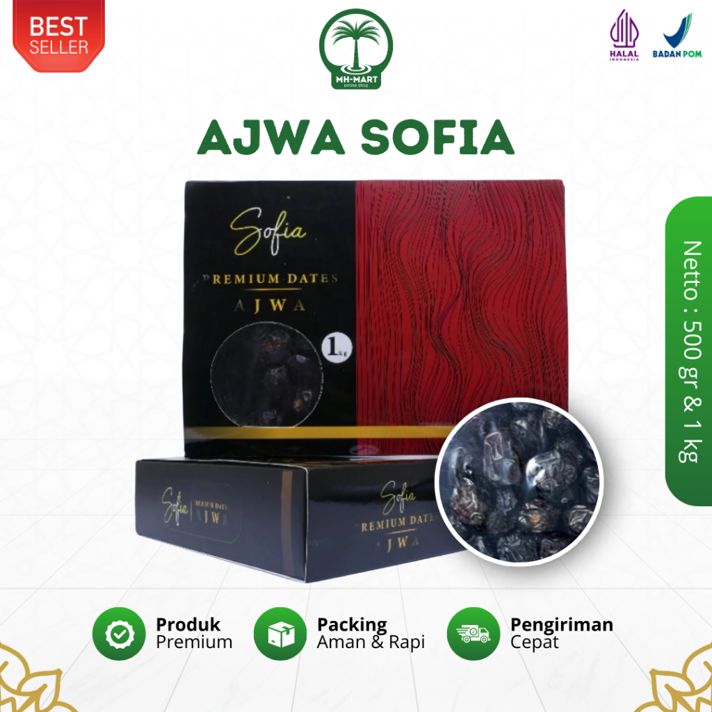 

Kurma Ajwa Sofia Jumbo Tebal Kenyal Manis 500gr dan 1kg Oleh Oleh Haji dan Umroh Premium