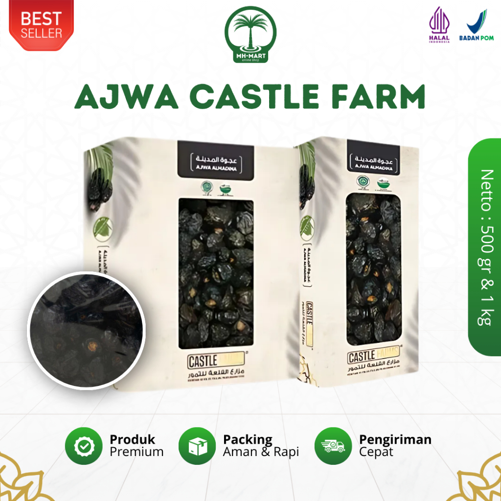 

Kurma Ajwa Castle Farms Premium Organic 500gr - 1kg Oleh Oleh Haji dan Umroh