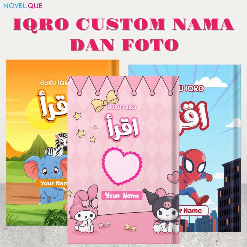 - Iqro Custom Hard Cover Full color QrCode Tulis Nama dan Foto Anak Souvernir Ulangtahun Anak