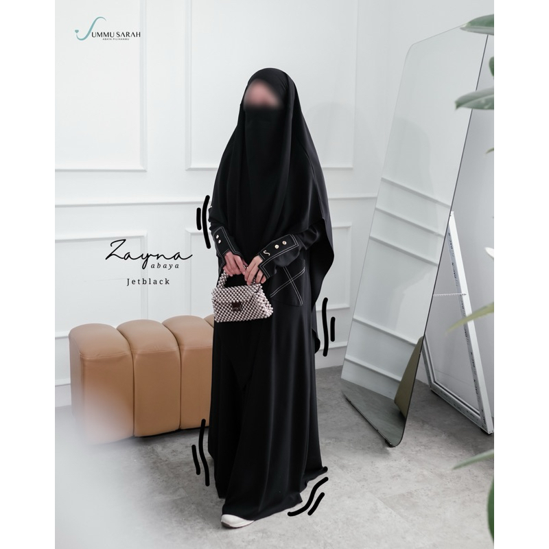 READY STOK ZAYNA ABAYA BLACK SET FK SIZE M