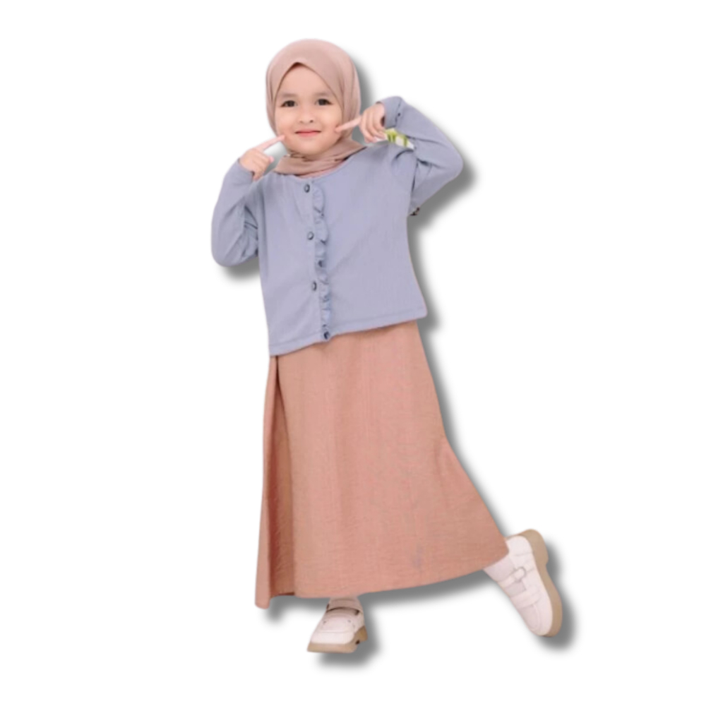 Hashiva Kids | Jisoo Set Inner & Cardigan Setelan Anak Gamis Lengan Panjang dan Cardigan Anak Peremp