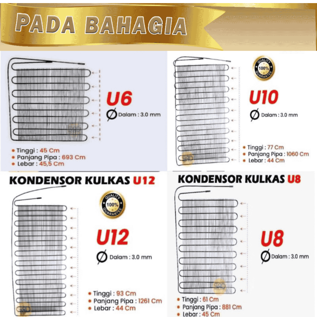 10 Pcs Kondensor Kulkas Bahan Tembaga Untuk semua Merek, Kondensor U6 Kondensor U8 Kondensor U10 Kon