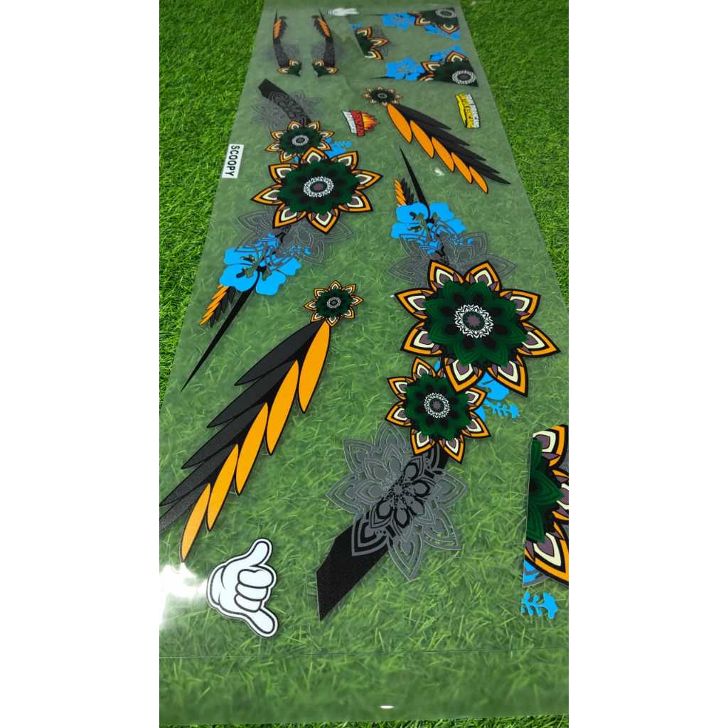 Striping Scoopy Bunga Transparan Polet Sticker Bunga