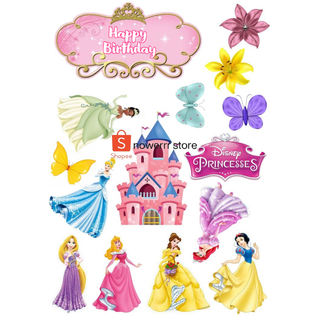 TOPPER CAKE PRINCESS FREE CUSTOM NAMA | HIASAN KUE ULTAH TEMA PRINCESS