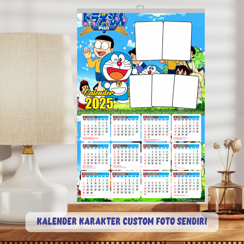 

kalender custom foto dan nama sendiri karakter doraemon