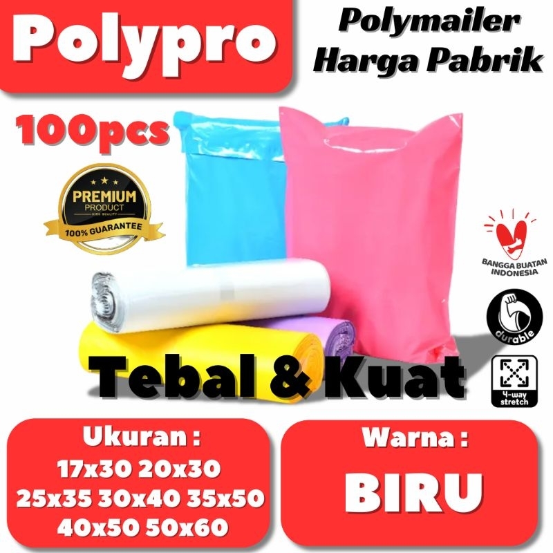 

Plastik Packing Biru Glossy / Polymailer Warna LDPE Glossy (Isi 100Pcs)