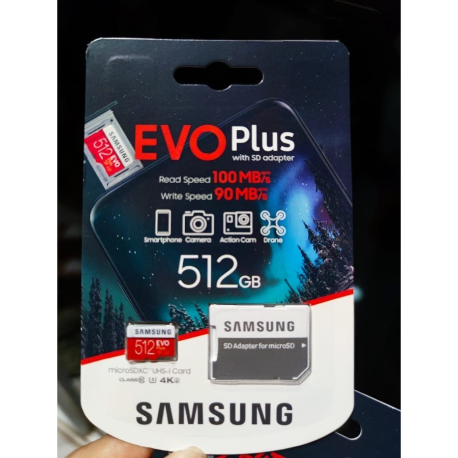 MicroSD Samsung 512GB MicroSDXC EVO Plus Class 10 UHS-1 U3 512 GB ORIGINAL 100%