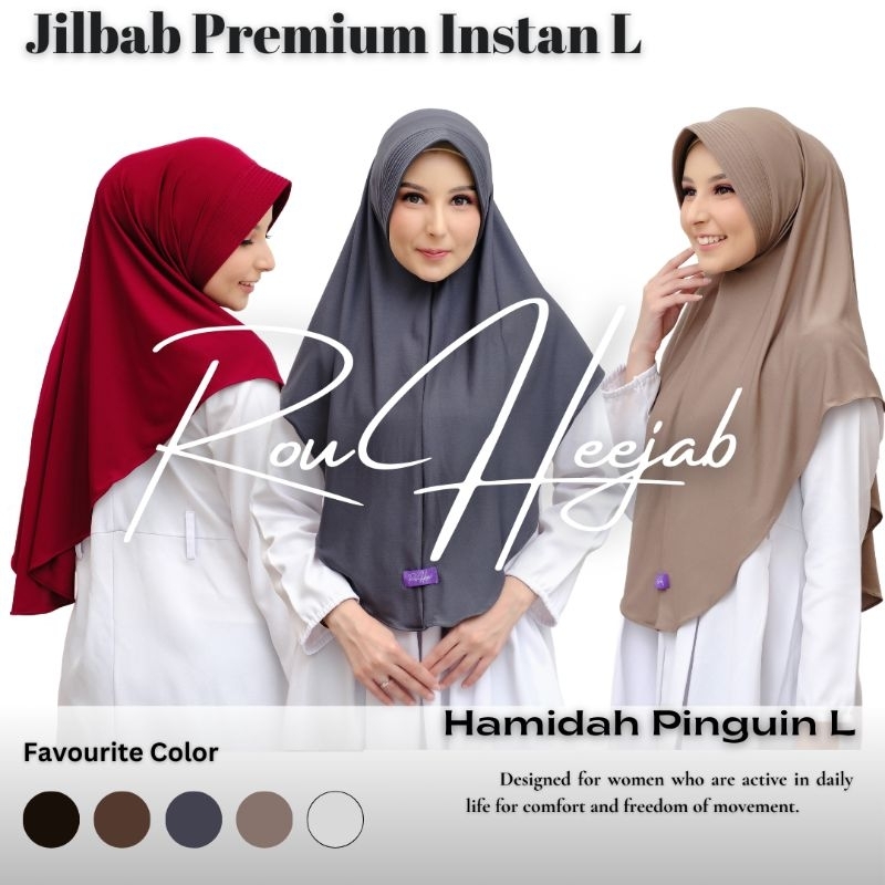 Jilbab Premium Instan Hamidah L Pinguin - Jilbab Bergo - Hijab Bergo - Hijab Bergo Sport - Jilbab In
