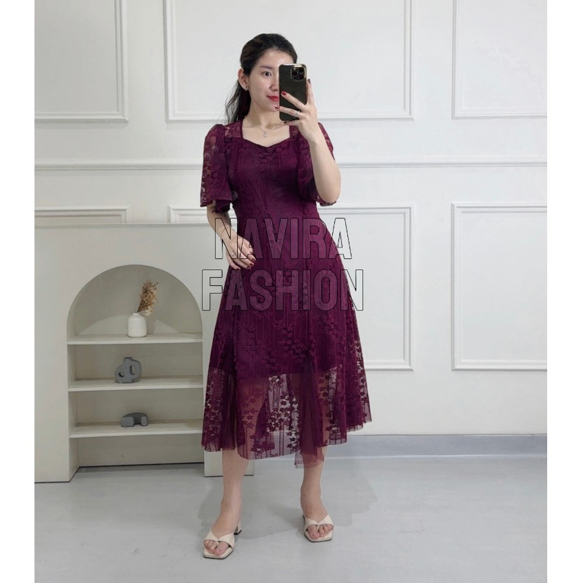 Navira - Tiara Dress - Dress Brokat - Dress Pesta - Dress Kondangan - Dress Natal