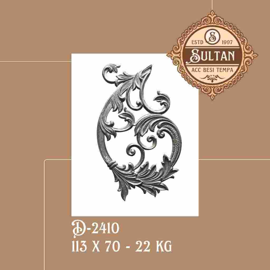 Sultan Besi Tempa / D-2410 / Ornamen Daun Besi Tempa / Ornamen Pagar Besi Klasik / Aksesoris Besi Te