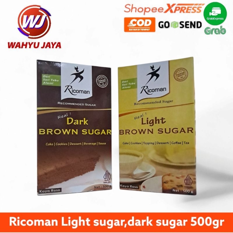 

Ricoman light sugar,dark sugar kemasan 500gram