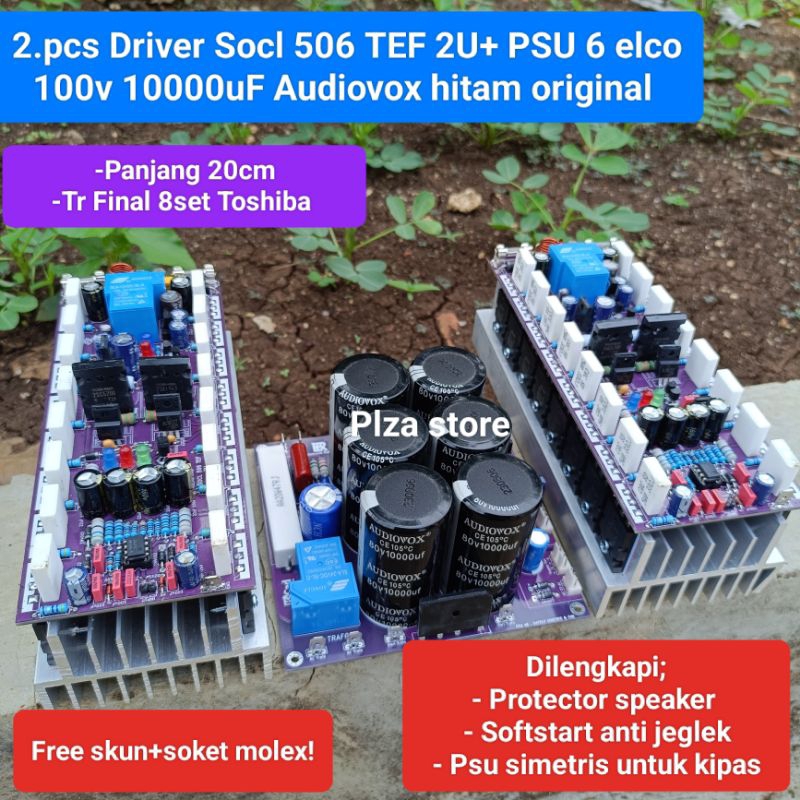 2.Pcs Driver power SOCL 506 TEF 2U 8set tr final Toshiba+Kit PSU 6 Elco 80v 10000uf Audiovox hitam l