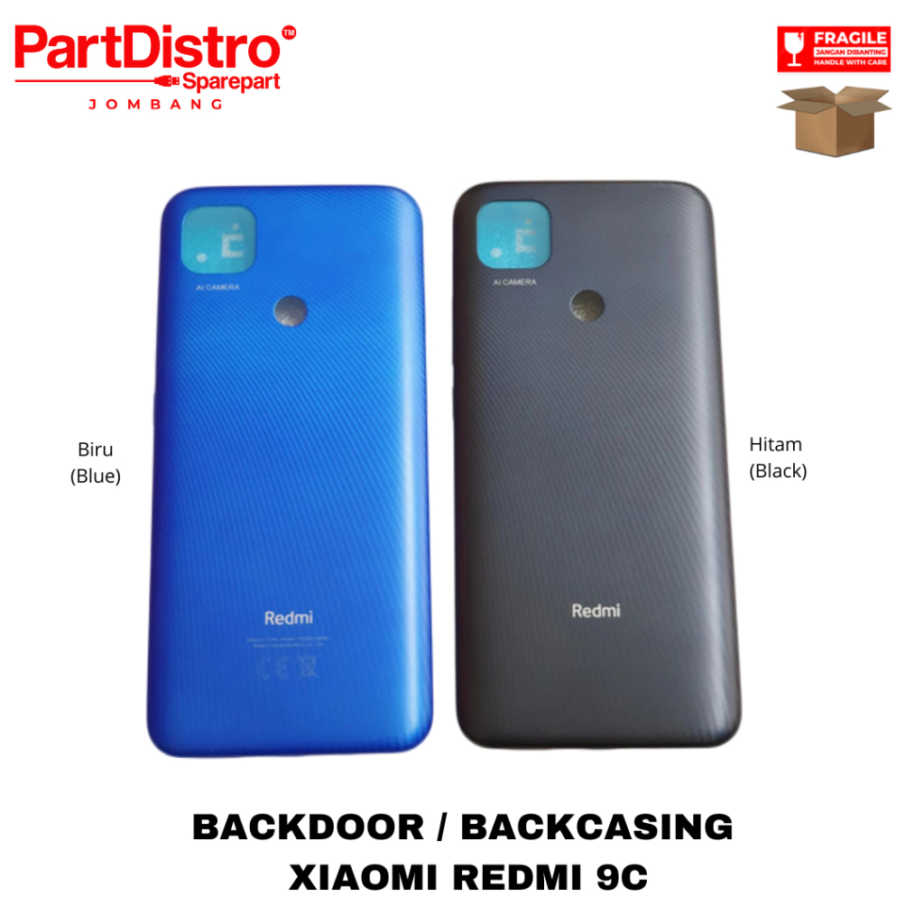 BACKDOOR TUTUP BELAKANG CASING REDMI 9C BACK CASING COVER HITAM BIRU