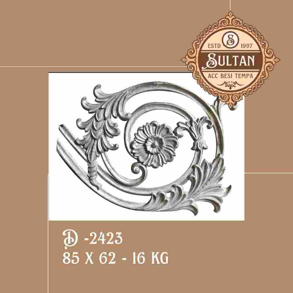 Sultan Besi Tempa / D-2423 / Ornamen Daun Besi Tempa / Ornamen Pagar Besi Klasik / Aksesoris Besi Te
