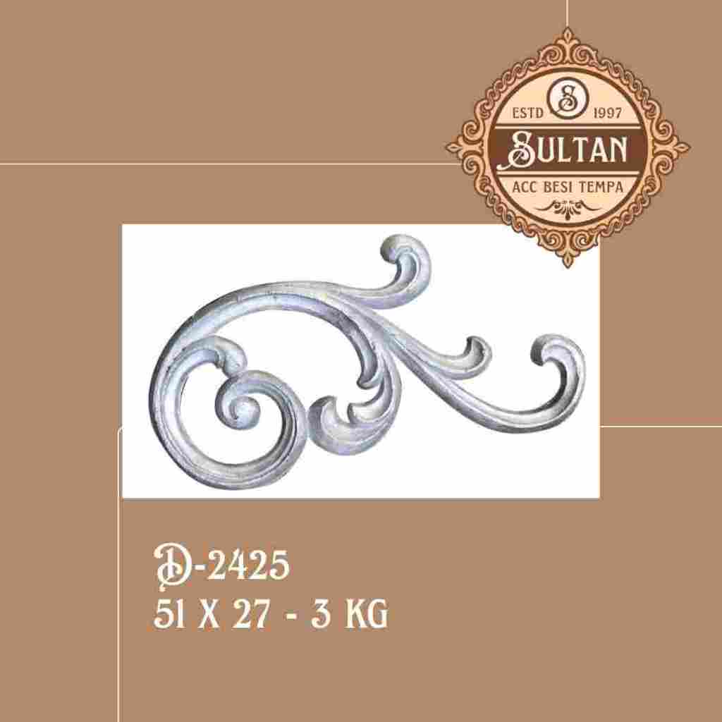 Sultan Besi Tempa / D-2425 / Ornamen Daun Besi Tempa / Ornamen Pagar Besi Klasik / Aksesoris Besi Te