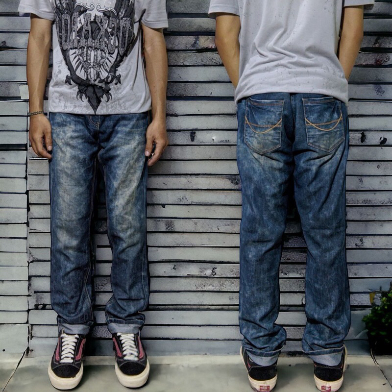 Size 32 Celana Panjang Longpants Jeans Frj Blue Washed Fading Regular Fit  #CJ700