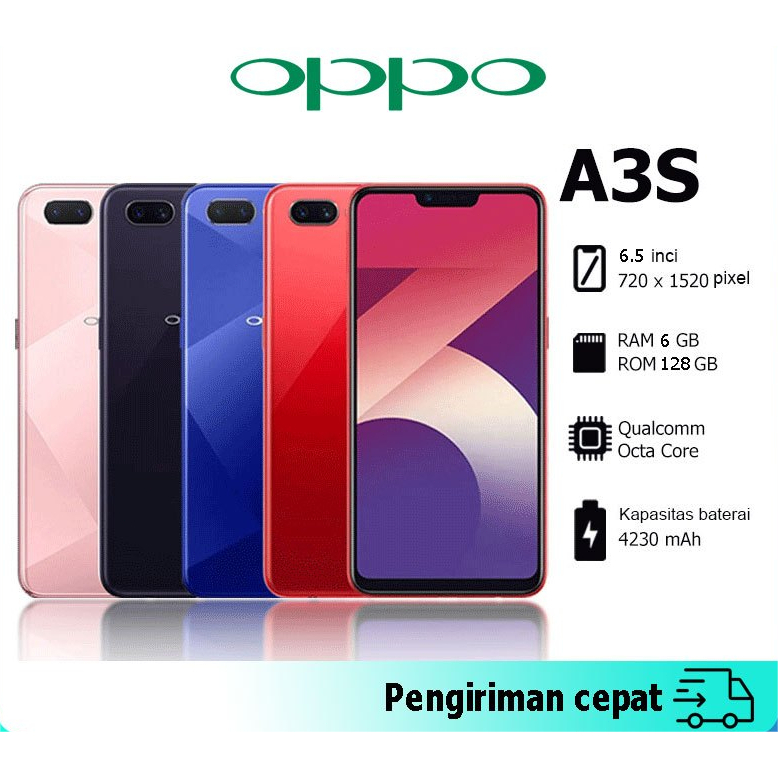 OPPO A3S ram 6/128GB 4G LTE Smartphone GARANSI 1 TAHUN 99% Baru