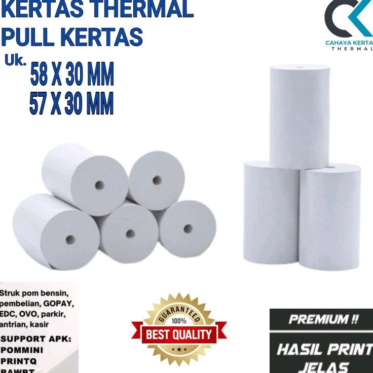 

Paling Laku KERTAS KASIR THERMAL EDC 58x357x3 PAKET 1 ROLL1 PACK
