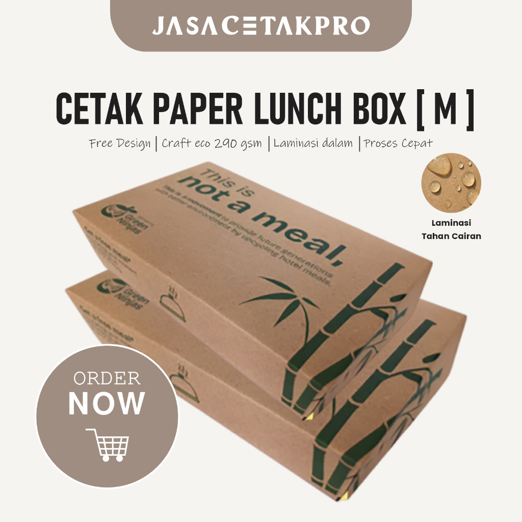 CUSTOM LUNCH BOX SIZE M KRAFT 290GSM BOX MAKANAN LAMINASI