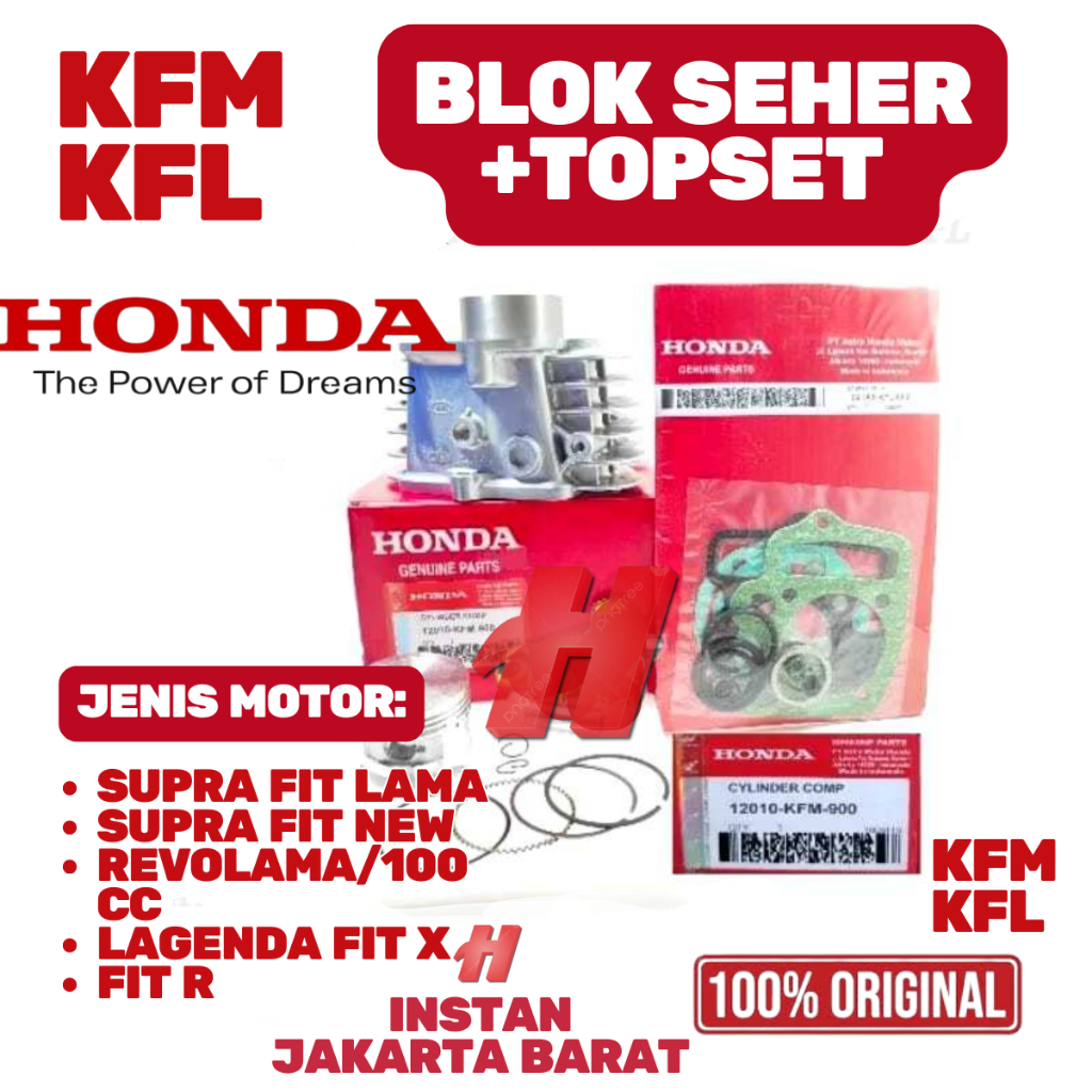 ORIGINAL GRANSI BLOK SEHER ASSY +TOP SET KODE KFM-KFL LEGENDA SUPRA  FIT LAMA SUPRA FIT NEW KFM-KFL.