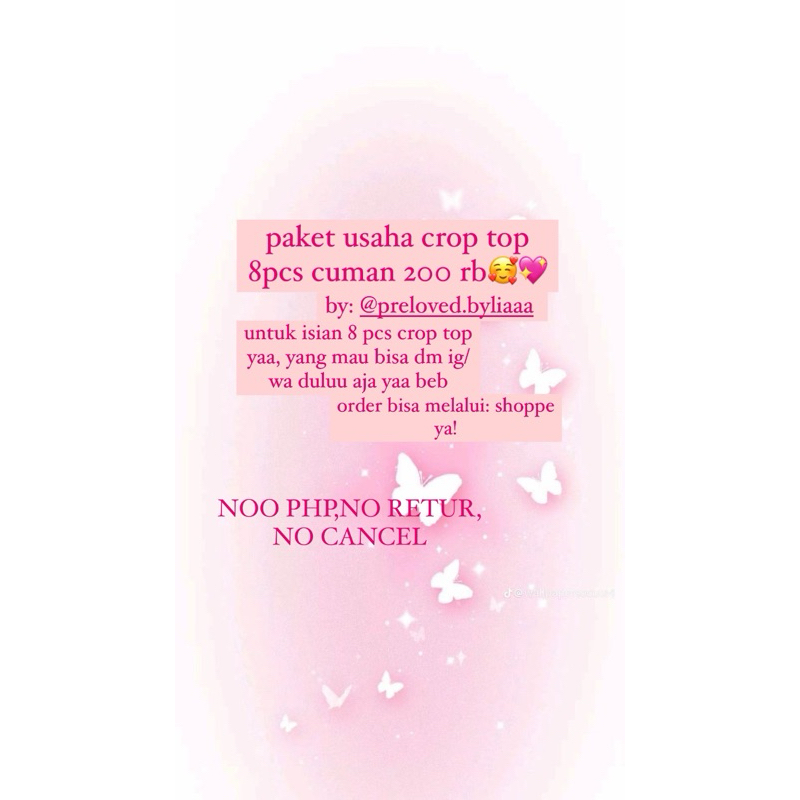 paket usaha crop top 8pcs preloved.byliaaa