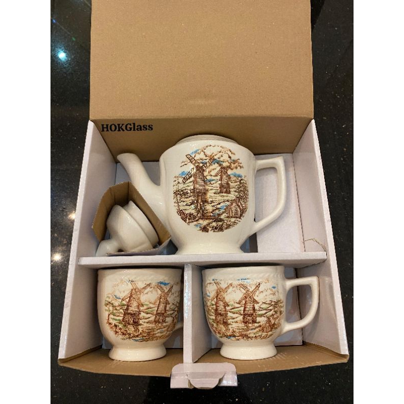 4Pcs Tea Set Nakato (Teko,Tutup dan 2 Cangkir) Cangkir Teh dan Teko Cantik Set