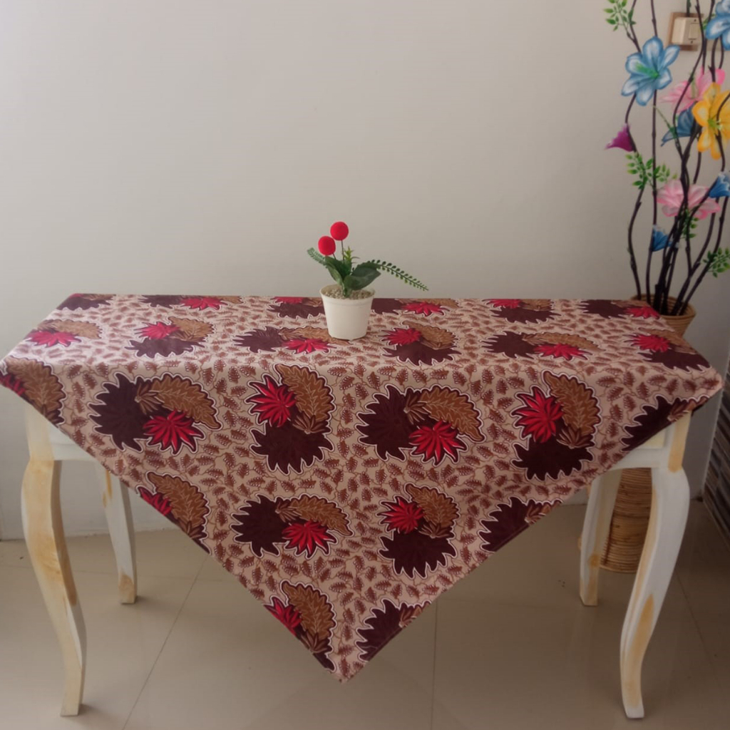 Taplak Meja Tamu Motif Batik Kain Katun 120x120cm Dekorasi Rumah Minimalis