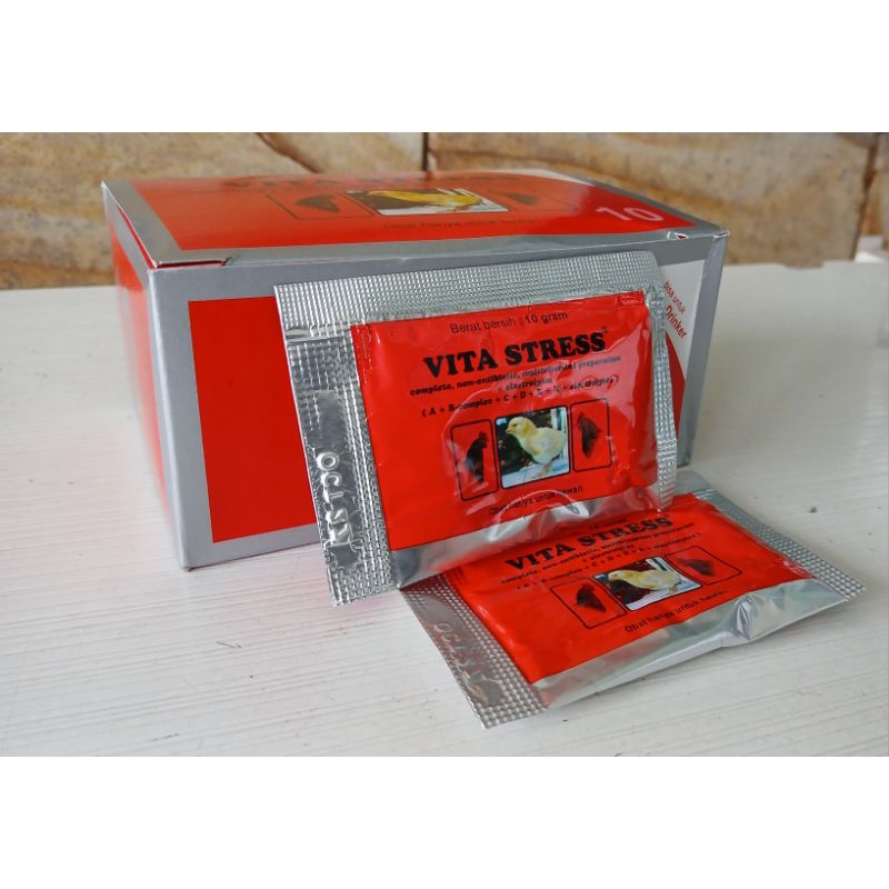 Vita Stres 10gr Menambah Daya tahan Tubuh unggas Dan Mengobati Stres Pada Ayam Bebek Dan Burung