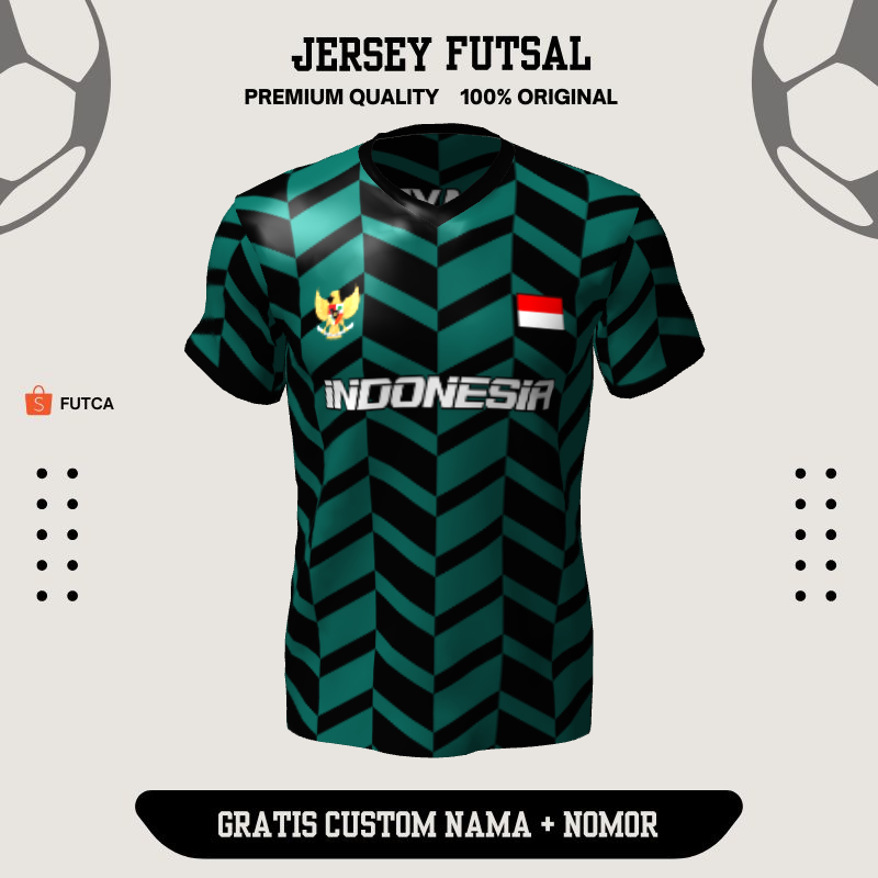 Jersey Futsal Hijau Hitam Motif Geometris 479 - Jersey Olahraga Bisa Custom Desain Terbaru
