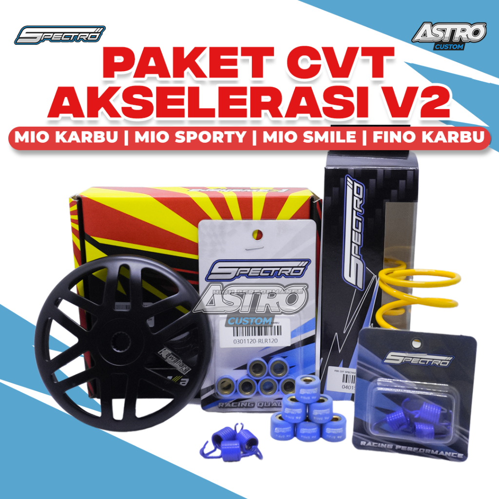 Upgrade CVT V2 Mio Smile Sporty Fino Soul Karbu Mangkok Ganda Kawahara Roller Per CVT Spectro Racing